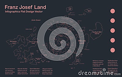 Infographics Franz Josef Land map outline, flat design, color blue Vector Illustration