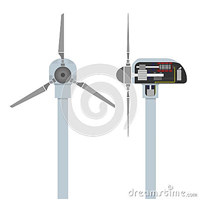 Infographics - how work a wind turbine. Vector Vector Illustration