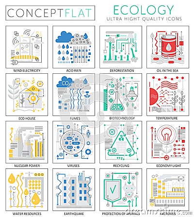 Infographics mini concept green Ecology icons for web. Premium quality design web graphics icons elements. Ecology Vector Illustration