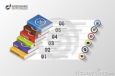 Infographics. Modern design template with books. Vector Vector Illustration