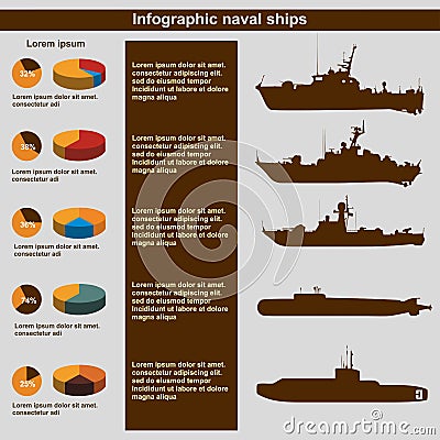 Infographics naval ships, , flat design, elements Cartoon Illustration