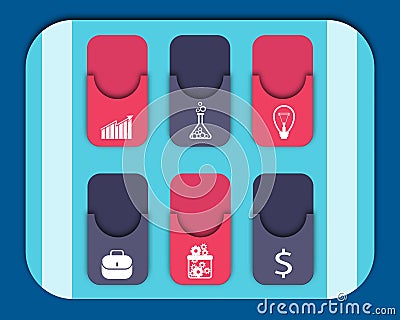 Infographics paper pockets red and blue Vector Illustration