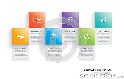Infographics rectangle paper index with 6 data template. Vector illustration abstract background. Can be used for workflow layout Vector Illustration