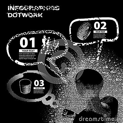 Infographics set style dotwork on the topic of business career Vector Illustration