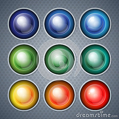 Infographics shiny realistic colorful spheres and Cartoon Illustration