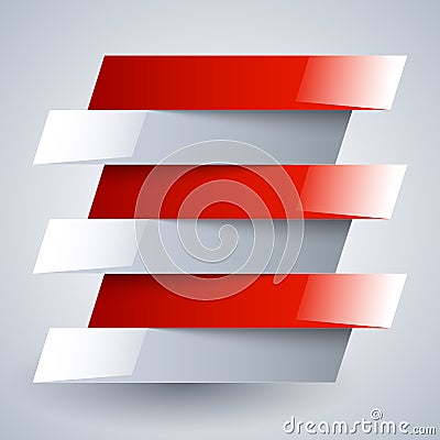 Infographics shiny white and red metallic Vector Illustration