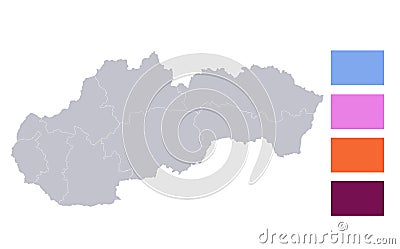 Infographics of Slovakia map, individual states blank Vector Illustration