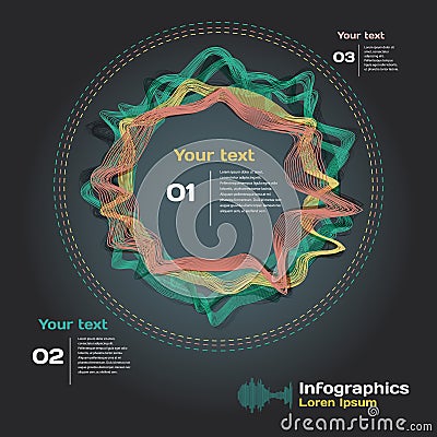 Infographics with sound waves on a dark background Vector Illustration