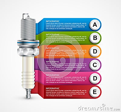 Infographics with spark plugs for presentations and brochures. Vector Illustration