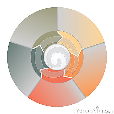 Infographics strips and colorful semicircle for business conceptual cyclic processes on five positions. Vector Illustration