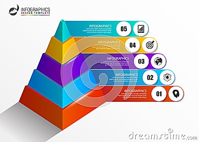 Infographics template. Colorful pyramid concept with options Vector Illustration