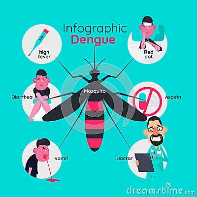 Infographics template design of details about dengue fever Vector Illustration