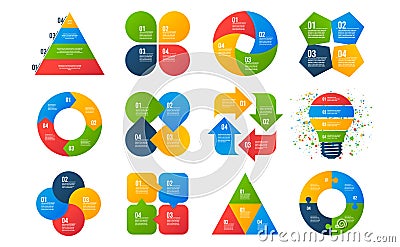 Infographics templates. Business diagrams, arrows graphs, presentations. Data 4 options or steps infographic. Vector Vector Illustration