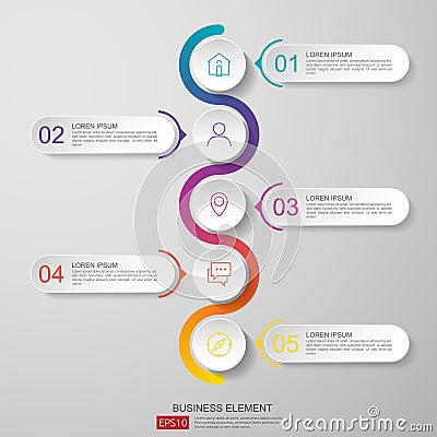 infographics timeline design template vector with 3D paper label, integrated circles. Business concept with options. For content, Vector Illustration