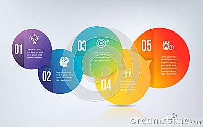 Infographics Timeline, Five Steps to Success Vector Illustration