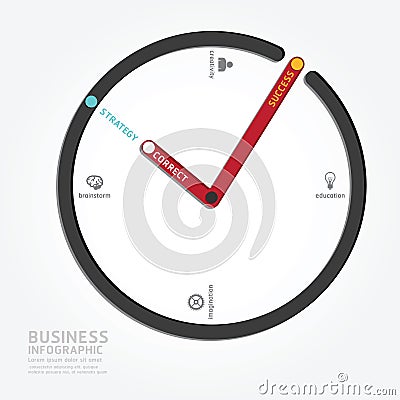 Infographics vector clock design diagram line style template. Vector Illustration