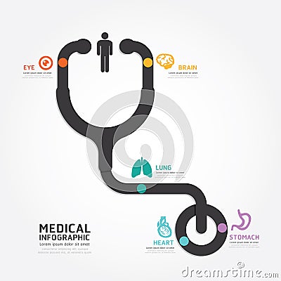 Infographics vector medical design stethoscope diagram line Vector Illustration