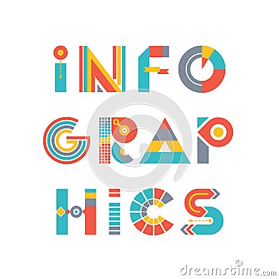 Infographics - Word Logo Sign in Flat Style Vector Illustration