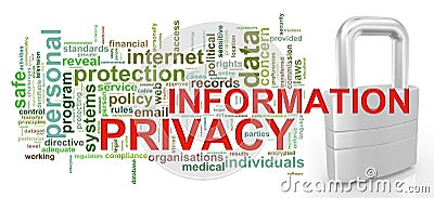 Infomation privacy word tags Stock Photo