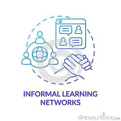 Informal learning networks blue gradient concept icon Vector Illustration
