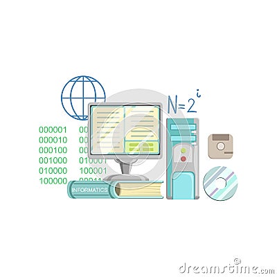 Informatics Class Set Of Objects Vector Illustration