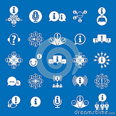 Information analyzing collecting and exchange theme icon set Vector Illustration
