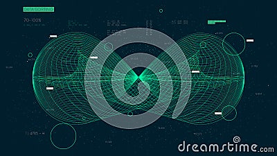 Information artificial neural network, cluster analysis of big data stream futuristic infographics Vector Illustration