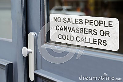 No Salespeople Cold Callers Or Canvassers Sing On Door Stock Photo