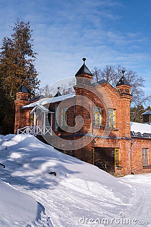 Information building at the Verla Groundwood and Board Mill in winter, the world heritage site in Kouvola, Finland Editorial Stock Photo