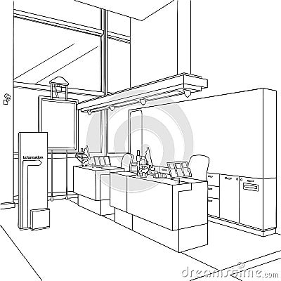 Information Center Panel Interior Design Concept Vector Illustration