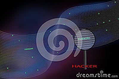 Information channel of the binary code hacking Stock Photo