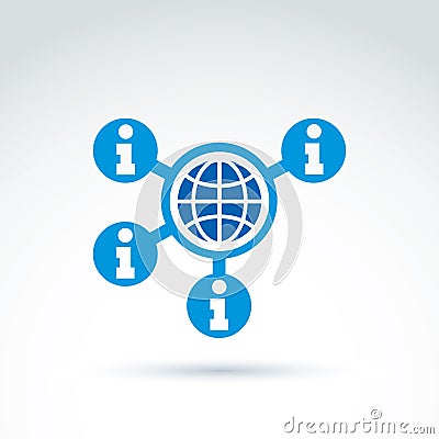 Information collecting and exchange theme icon, global news, soc Vector Illustration