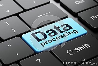 Information concept: Data Processing on computer keyboard background Stock Photo