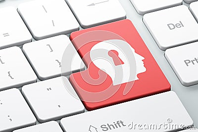 Information concept: Head Whis Keyhole on computer keyboard back Stock Photo