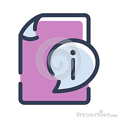 Information document file paper page help manual single isolated icon with dash or dashed line style Stock Photo