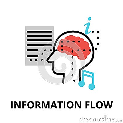 Information flow icon, flat thin line vector illustration Vector Illustration