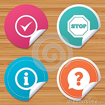 Information icons. Stop prohibition symbol. Vector Illustration