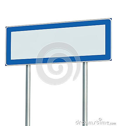 Information Road Sign Isolated, Blank Empty Signpost Copy Space For Icons, Pictograms, Large Roadside Info Signage Pole Post Stock Photo