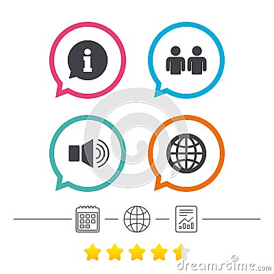 Information sign and group. Communication icons. Vector Illustration