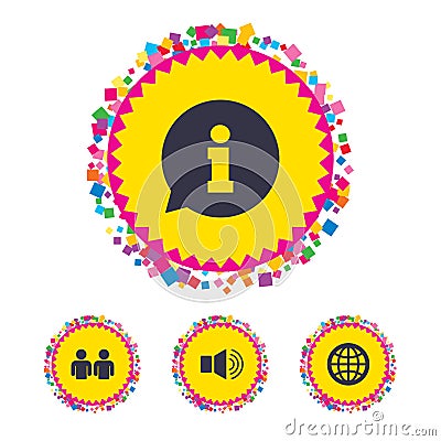 Information sign and group. Communication icons. Vector Illustration