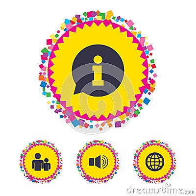 Information sign and group. Communication icons. Vector Illustration