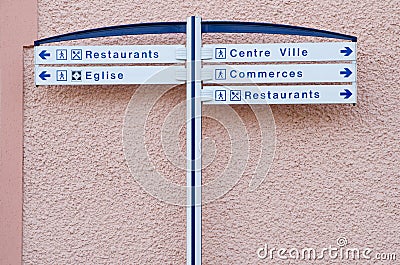 Information street sign in european town Stock Photo