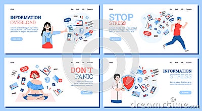 Concept of information stress, overloading data and work a vector illustrations. Vector Illustration