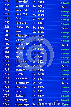 Information table at the international airport Stock Photo