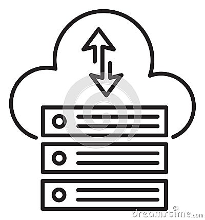 Information technology cloud, arrows, server, big data vector icon illustration Vector Illustration