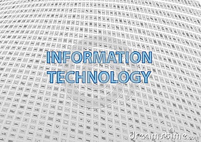 Information technology generic background in flat design. High data volume represented by various icons Stock Photo