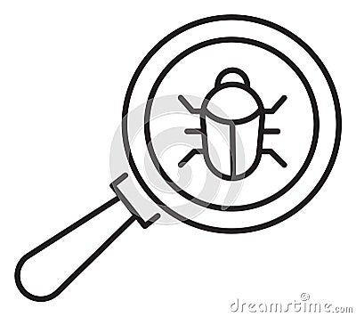 Information technology magnifying glass, bugs vector icon illustration Vector Illustration