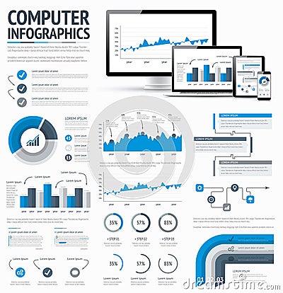 Information technology statistics infographic elem Vector Illustration