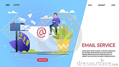 Informational Banner Is Written Email Service. Vector Illustration