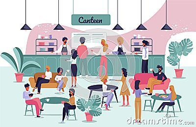 Informational Flyer Signboard Canteen Cartoon Flat Stock Photo